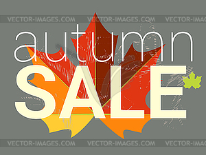 Autumn sale tag, price or discount card. Maple - vector clipart