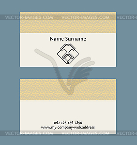 Business card layout. Linear geometric logo and - vector clipart