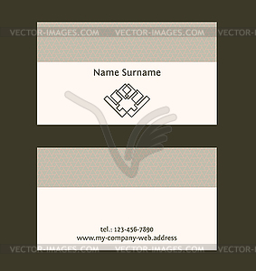 Business card layout. Linear geometric logo and - vector image