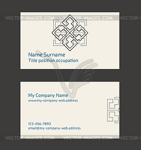 Business card layout. Linear geometric logo and - vector image