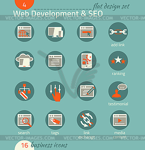 Бизнес набор иконок. Программное обеспечение и веб-разработки, - клипарт в векторе