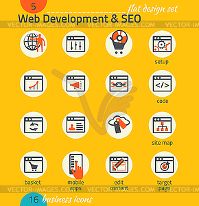 Business icon set. Software and web development, - vector clip art
