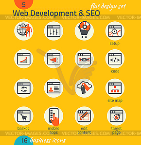 Бизнес набор иконок. Программное обеспечение и веб-разработки, - изображение в векторном формате