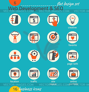 Business icon set. Software and web development, - vector image