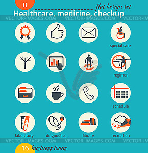 Business icon set. Healthcare, medicine, - vector clip art