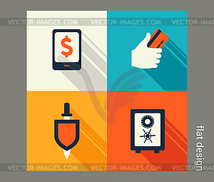 Business icon set. Finance and banking, - vector clip art