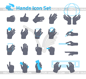 Hands icon set for website or application. Flat - vector clipart