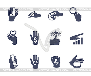 Руки набор иконок для веб-сайта или приложения. Квартира - векторный графический клипарт