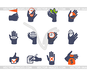 Руки набор иконок для веб-сайта или приложения. Квартира - векторное графическое изображение