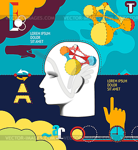 Business concept. Human intelligence . Head, hands - vector clipart