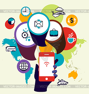 Mobile phone device seo optimization. Business - vector clip art