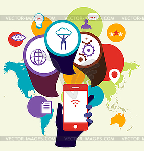 Mobile phone device seo optimization. Business - vector image