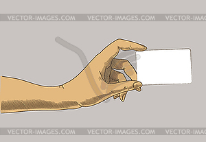 Hand holding business, credit card. Concept in retr - vector clip art