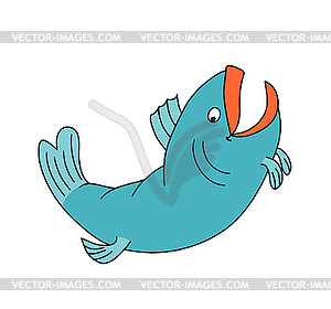 Happy fish jumping and smiling. Cartoon character - vector EPS clipart