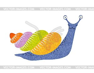 Snail. Cute cartoon character, hand-drawn, grunge - vector clip art