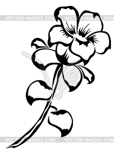 Black outline of single flower - vector clip art