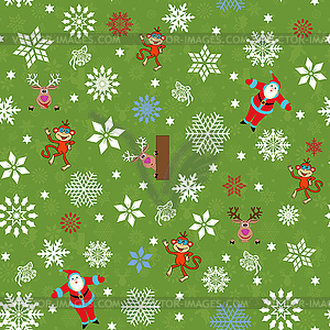 Christmas seamless pattern with Santa and others - vector image