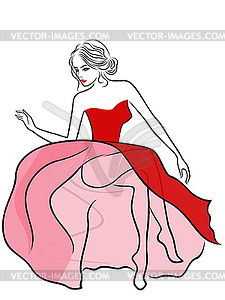 Lady in translucent dress on sofa - vector clip art