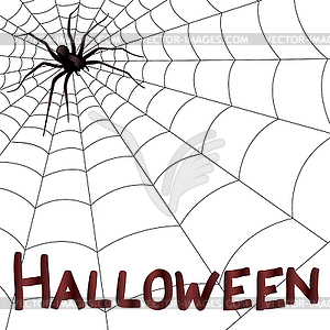 Big horrifying spider on web - vector clip art