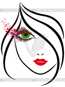 Beautiful girl with charming floral eyes - vector clipart
