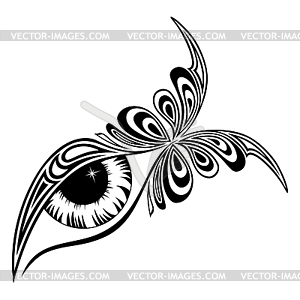 Human eye with butterfly pattern - vector clipart