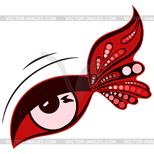 Human eye with colour patterned butterfly wing - vector image