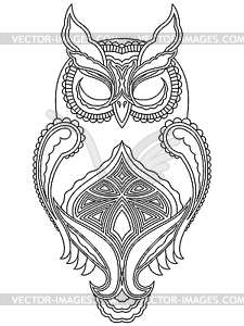 Abstract outline of owl with close eyes - vector image