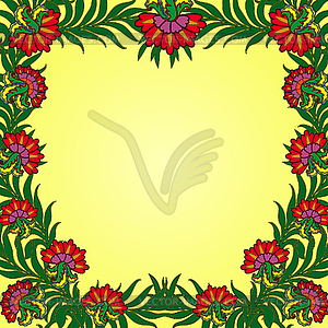 Pattern with frame of summer flowers - vector image