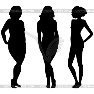 Female silhouettes with different figures - vector image