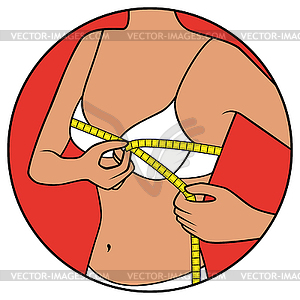 Slim girl tape size of her chest - vector clipart