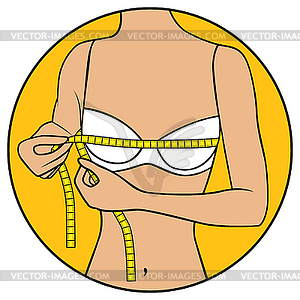 Woman tape size of her chest - vector image