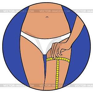 Girl tape size of her thigh - vector clipart