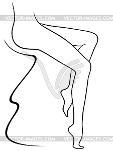 Abstract lower part of sitting graceful female - vector image