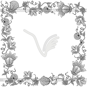 Postcard with flowers wreath - vector clip art