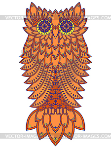 Amusing orange owl - color vector clipart