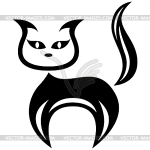 Stylized amusing black cat - vector image