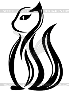Stylized fanny black cat - stock vector clipart