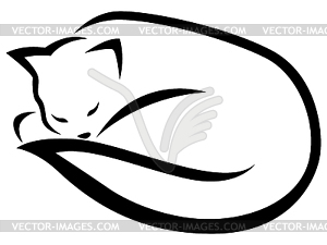 Stylized lying black cat - vector clipart