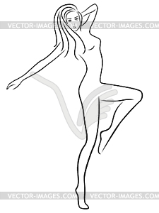 Abstract slender female during fitness - vector image