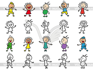 Set of twenty cartoon cheerful characters - vector image