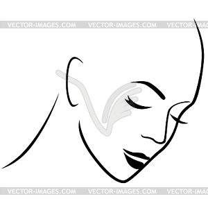 Abstract gloomy female hairless head - vector clipart