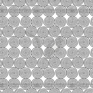 Seamless monochrome pattern with triple spiral - vector clipart