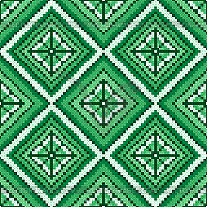 Ethnic Ukrainian broidery in green hues - vector clip art