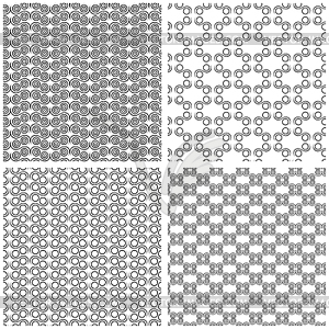 Four Seamless Monochrome Patterns - vector clipart