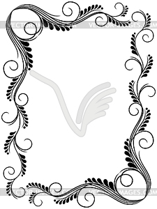 Abstract floral black and white frame - vector clip art