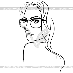 Attractive woman in eyeglasses - vector clipart