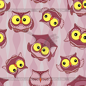 Funny owls seamless pattern - vector image