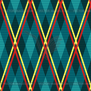 Rhombic seamless fabric pattern mainly in turquoise - vector image