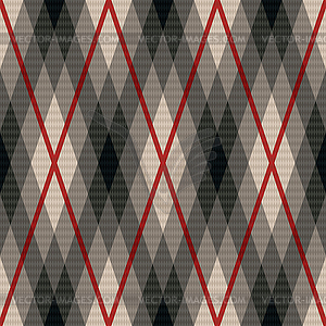 Rhombic seamless fabric pattern in gray and red - vector clip art