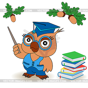 Professor Owl in glasses and in mortarboard - vector image